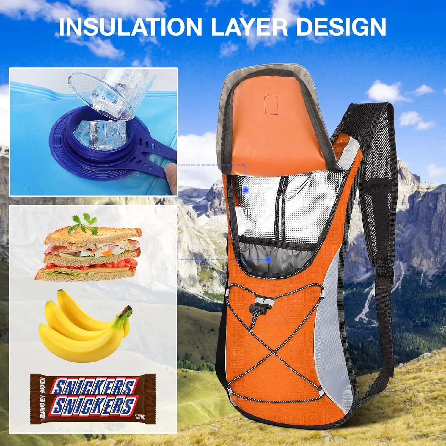 Hydration Backpack Hydration Pack with 2L Water Bladder, Lightweight Insulation Water Backpack for Cycling,Hiking, Running,Climbing