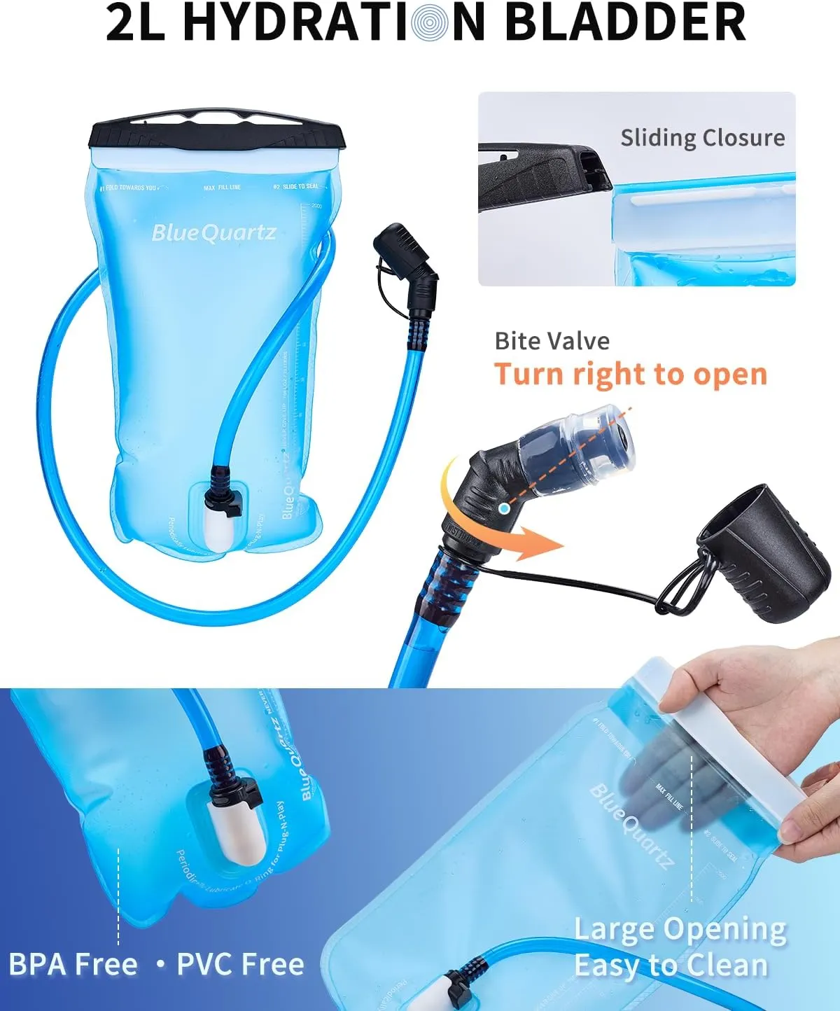 Hydration Backpack with 2L Water Bladder, Hiking Water Backpack for Women Men, Lightweight Cycling Daypack with Phone Pocket & Helmet Net Bag, Hydration Pack for Biking, Running, Skiing