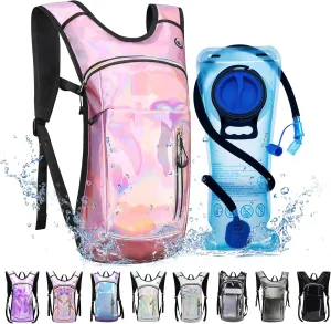 Hydration Backpack,Water Backpack with 2L Water Bladder,Festival Essential-Rave Hydration Pack,Lightweight Insulation Hydropack for Outdoor,Hiking,Running,Biking,Music Festival for Men Women