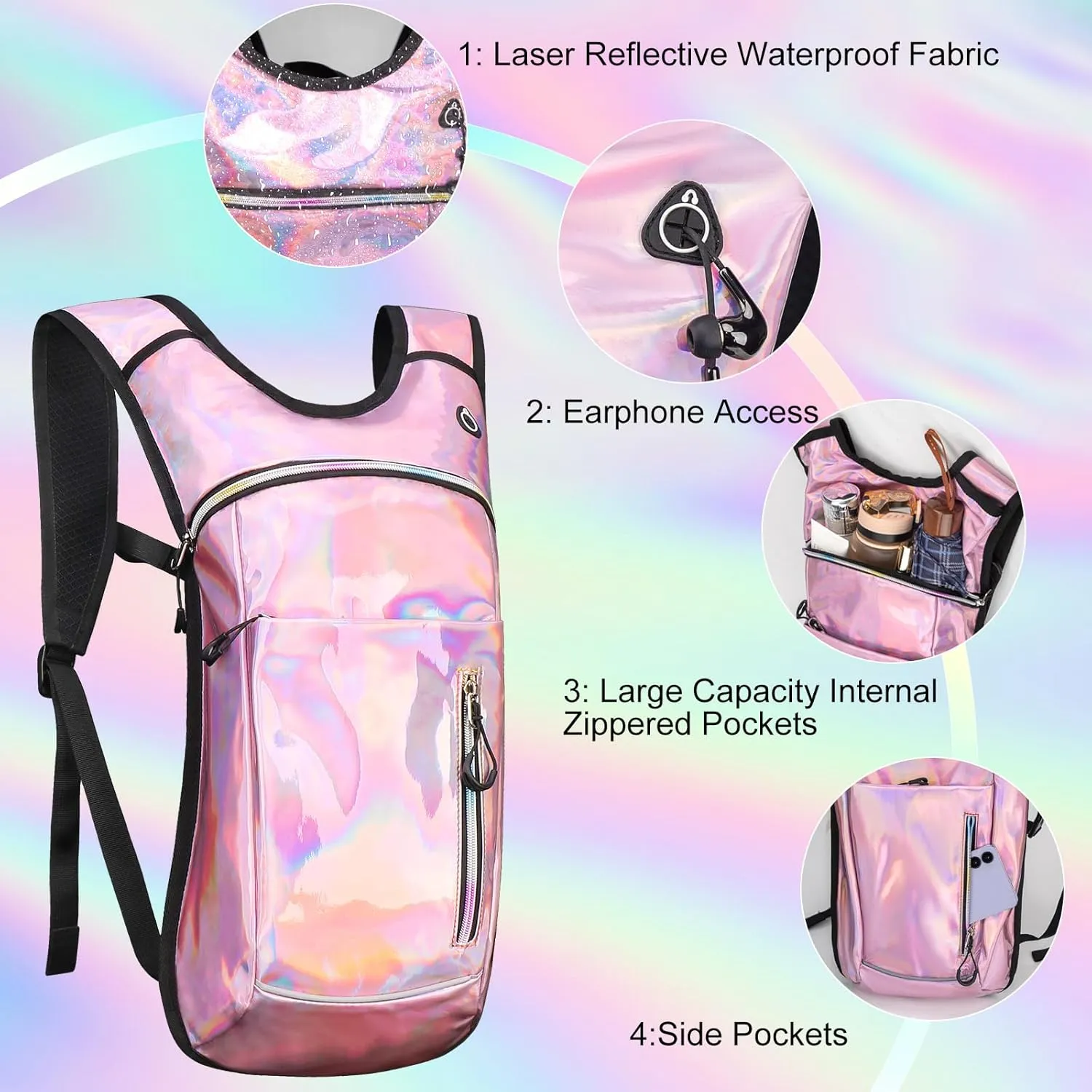 Hydration Backpack,Water Backpack with 2L Water Bladder,Festival Essential-Rave Hydration Pack,Lightweight Insulation Hydropack for Outdoor,Hiking,Running,Biking,Music Festival for Men Women