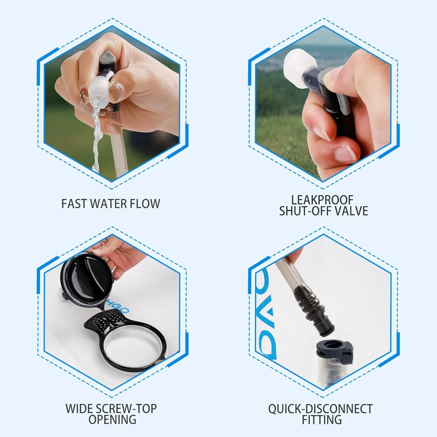 Hydration Bladder, 1.5L 2L 3L Water Bladder for Hiking Backpack, BPA-Free & Taste-Free Hydration Water Reservoir, Camping Cycling Running