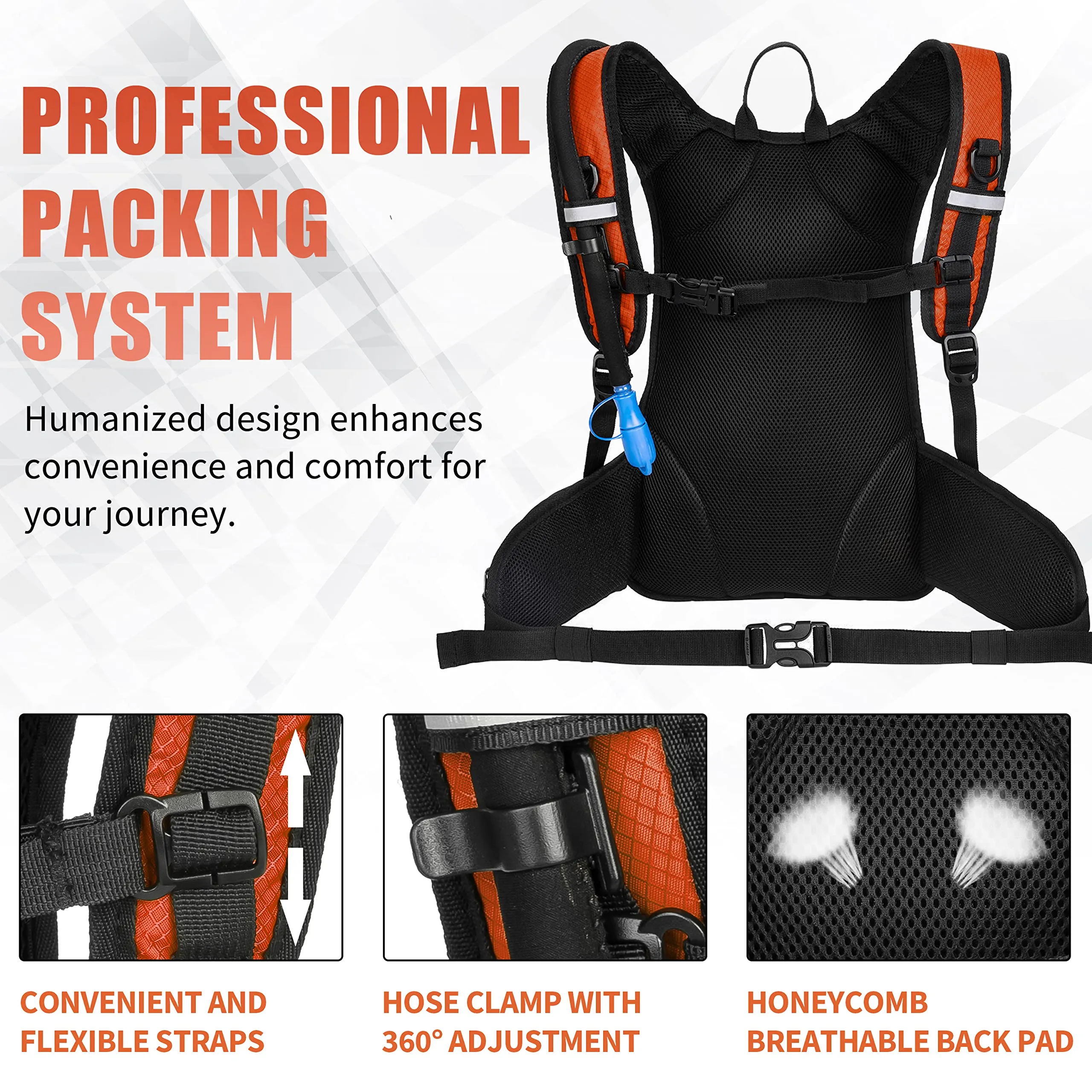 Hydration Pack Hiking Water Backpack - Miracol Hiking Backpack with 2L Bladder - Insulated Lightweight Hydration Backpack