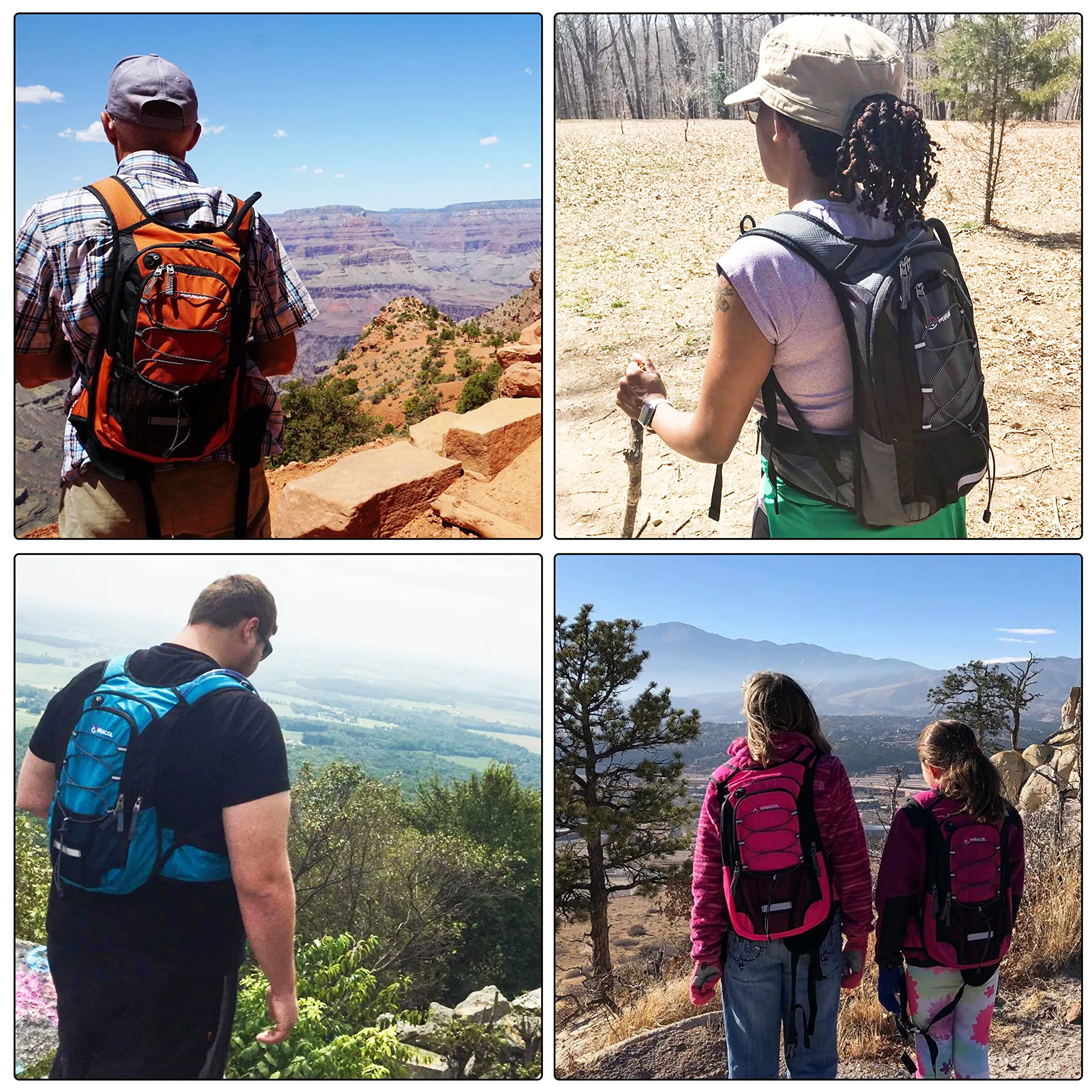 Hydration Pack Hiking Water Backpack - Miracol Hiking Backpack with 2L Bladder - Insulated Lightweight Hydration Backpack