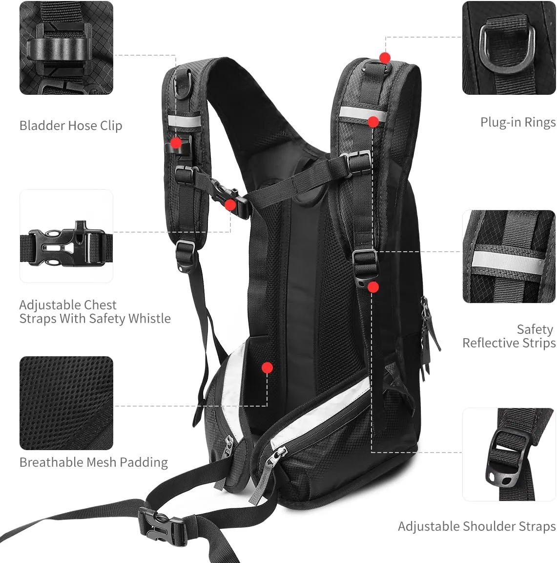 Hydration Pack, Insulated Hydration Backpack with 2L Hydration Bladder, Hiking Backpack for Men Women Kids, Water Backpack for Hiking, Running, Cycling, Camping