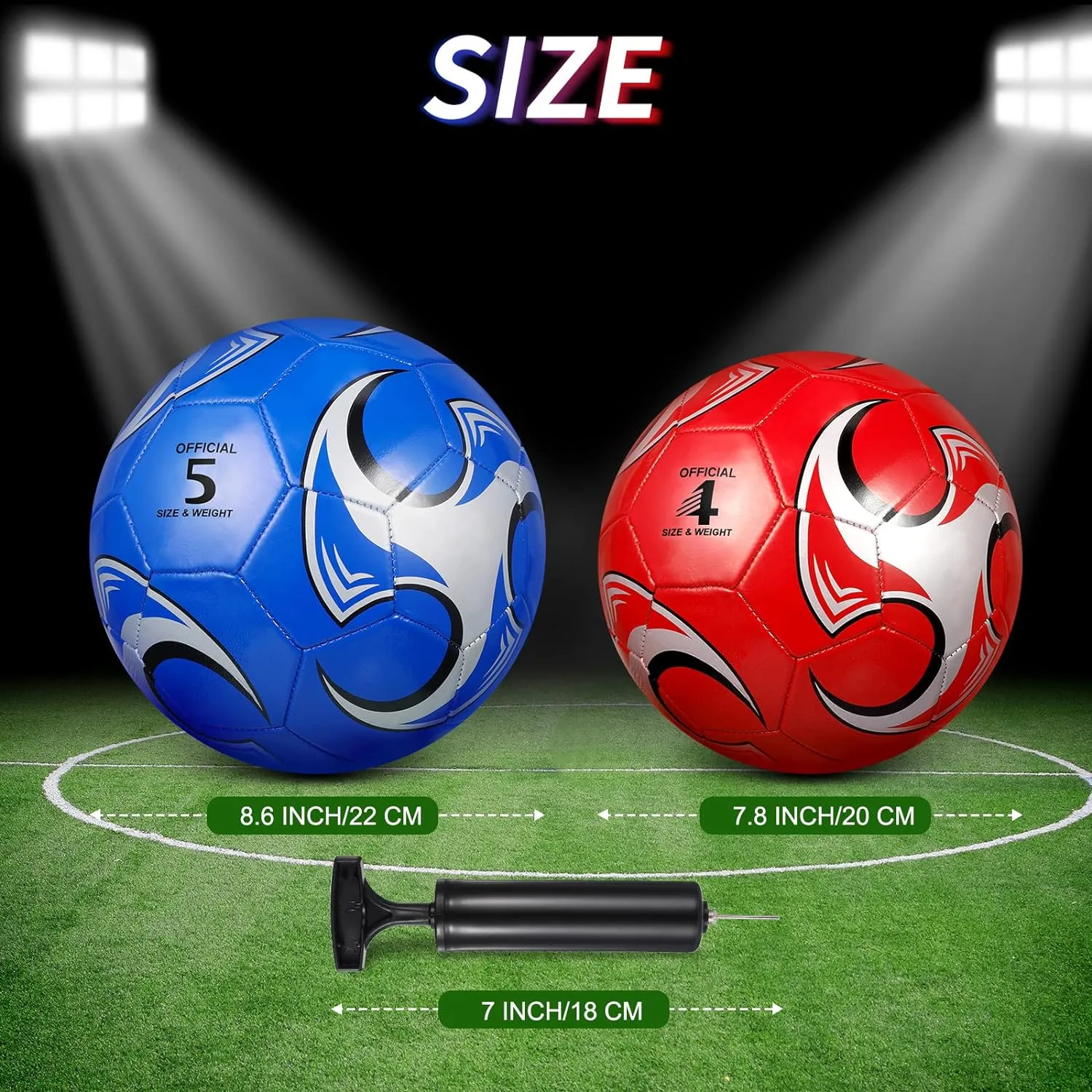 HyDren 4 Pcs Soccer Ball with Pump Official Size Indoor Outdoor Sports Football for Child Teens Adult Players Game Practice Training Sports Ball National Soccer Day Gift