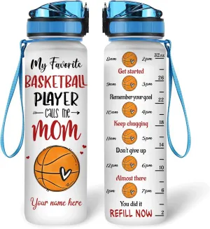 Hyturtle Personalized Basketball Mom 32Oz Liter Motivational Water Bottle, Customized Name With Time Marker, Gifts For Women Girls Boys Friends Basketball Fan Lovers