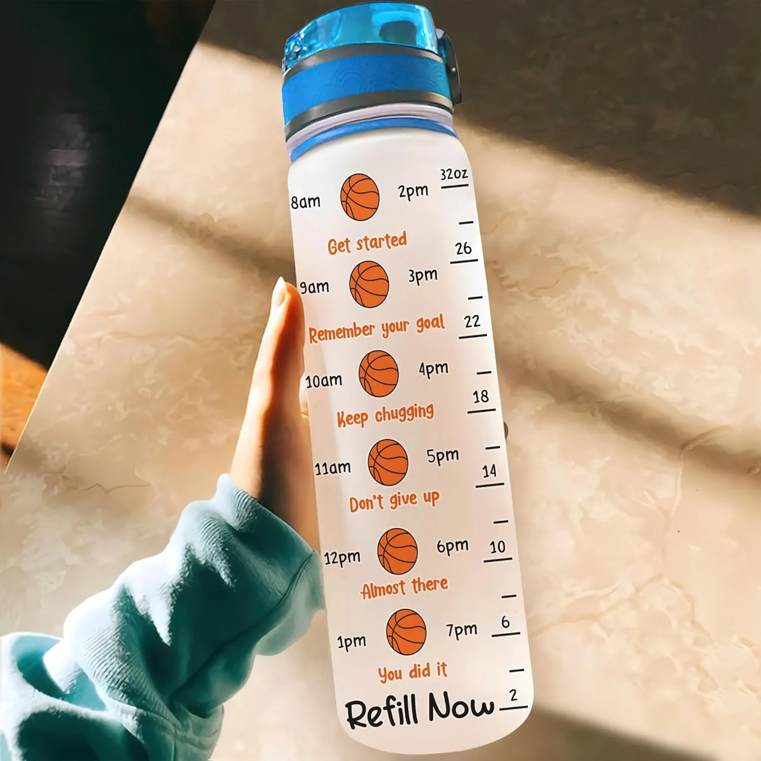 Hyturtle Personalized Mom Life Water Bottle - 32oz Motivational Water Bottle with Leak-Proof Lid & Time Marker - Basketball Custom Name Gift for Mom On Birthday Mother's Day Christmas