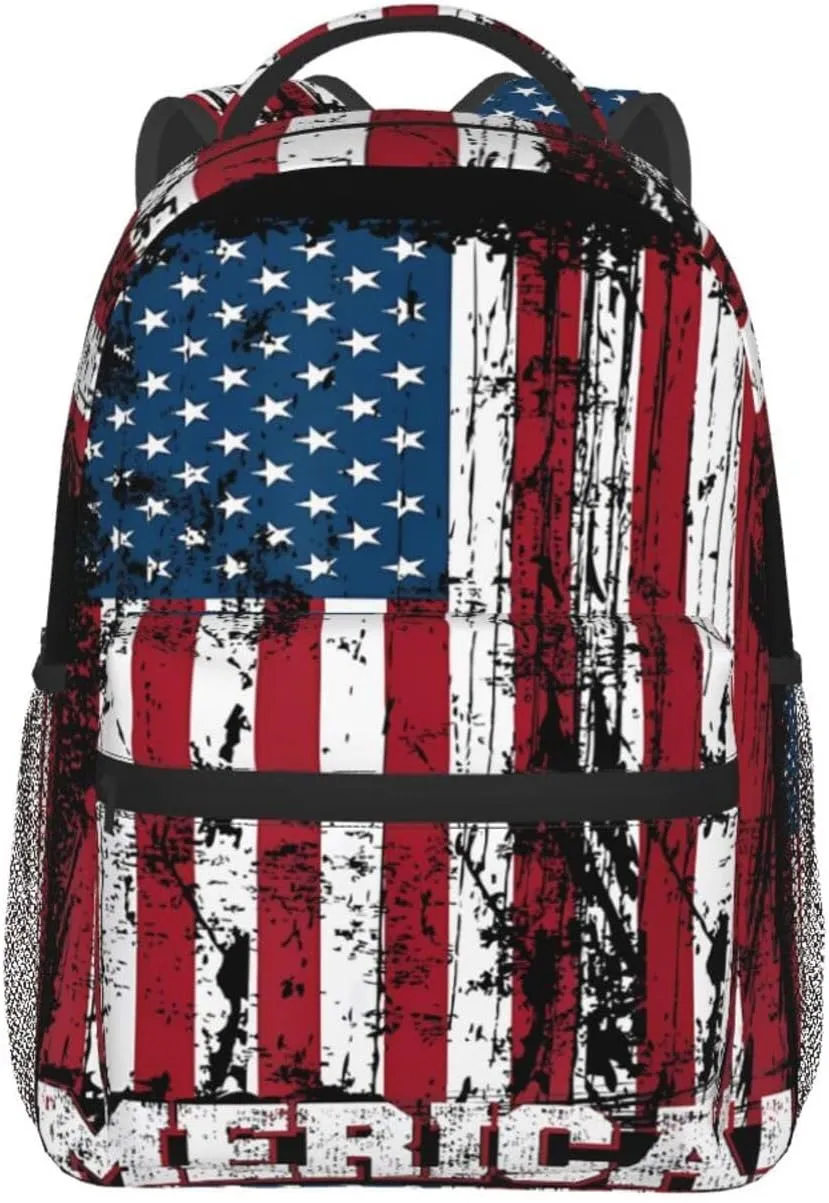 Independence Day American Flag Patriotic Backpack Casual Laptop Backpack Double Shoulder Bag Lightweight Backpack For Women Men Travel