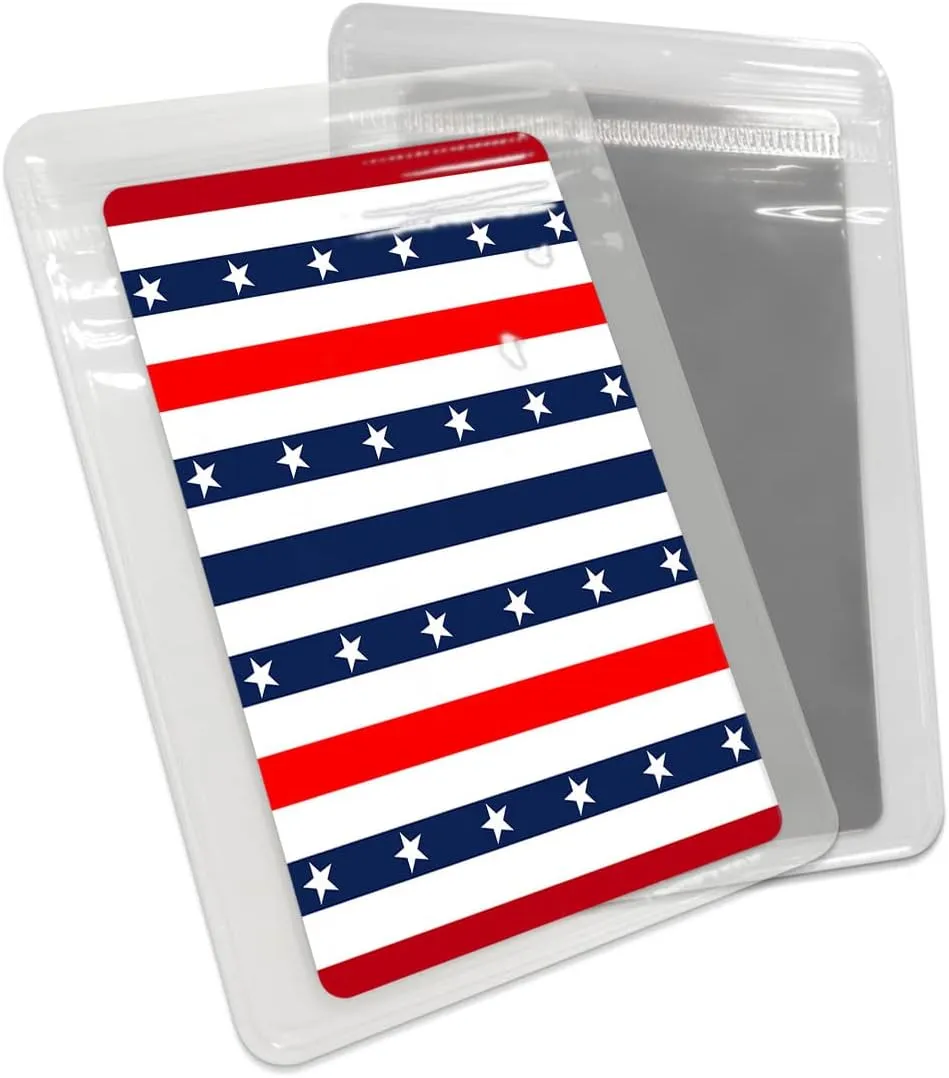 Independence Day Red Blue Star Small Compact Mirror for Purse, Independence Day Red Blue Star Travel Makeup Mirror for Women Men, Rectangular Handheld Compact Pocket Mirror 1 PCS