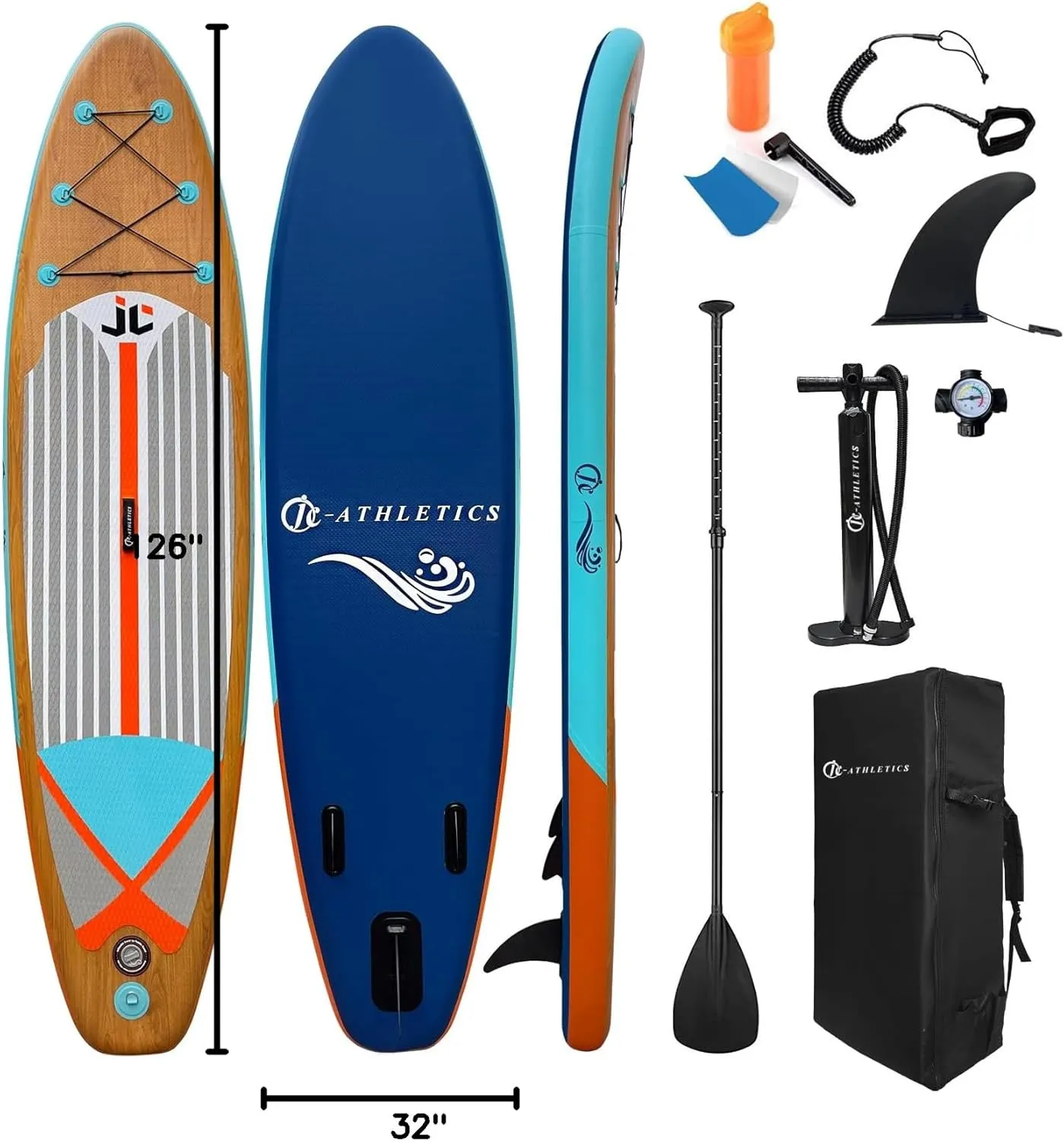 Inflatable Stand Up Paddle Board (6 Inches Thick), ISUP Package W/Premium SUP Accessories & Backpack, Non-Slip Deck,Fins, Adjustable Paddle, Leash, Hand Pump,Standing Boat for Youth & Adult