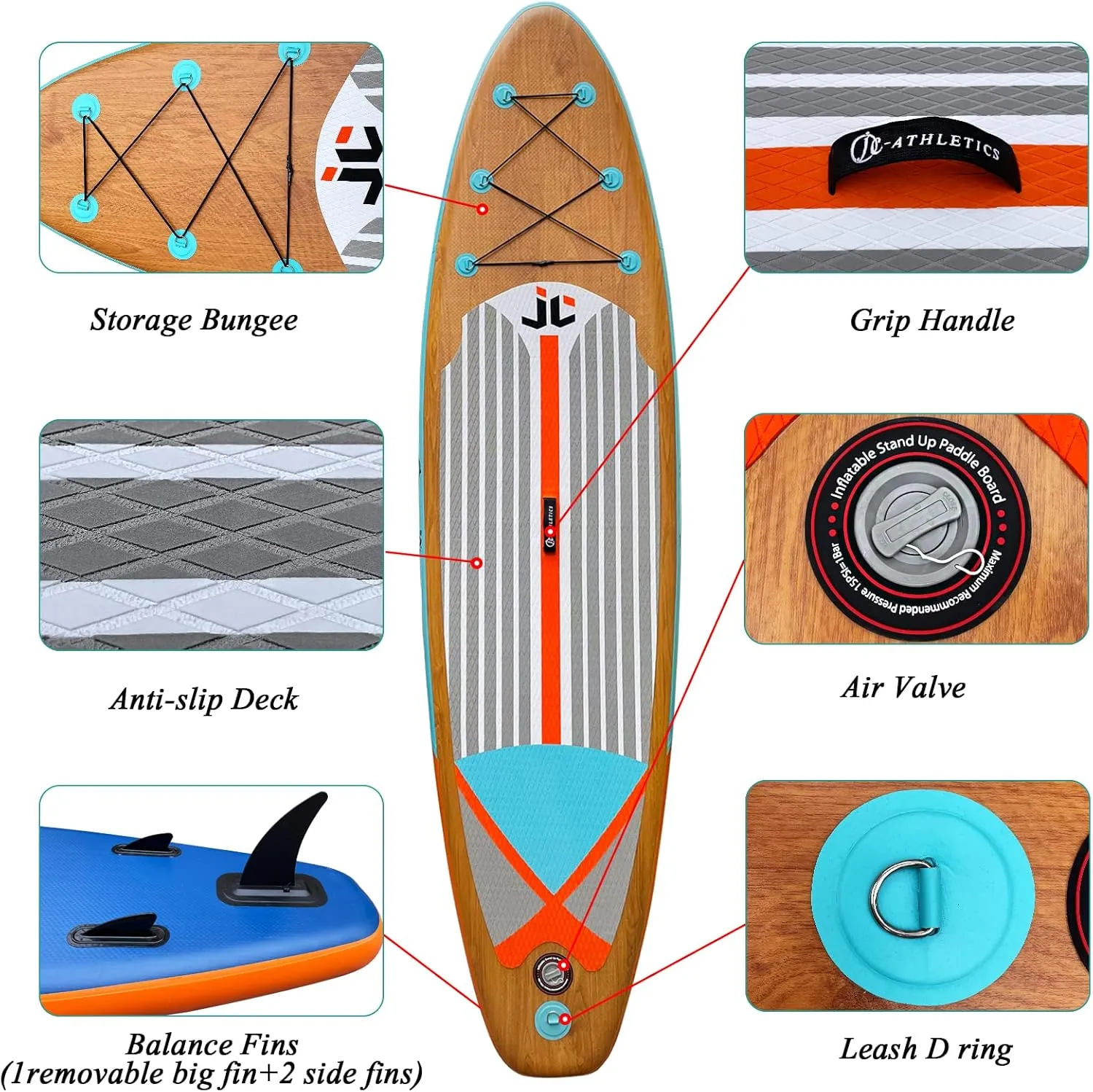 Inflatable Stand Up Paddle Board (6 Inches Thick), ISUP Package W/Premium SUP Accessories & Backpack, Non-Slip Deck,Fins, Adjustable Paddle, Leash, Hand Pump,Standing Boat for Youth & Adult