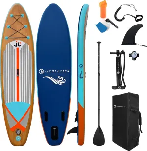 Inflatable Stand Up Paddle Board (6 Inches Thick), ISUP Package W/Premium SUP Accessories & Backpack, Non-Slip Deck,Fins, Adjustable Paddle, Leash, Hand Pump,Standing Boat for Youth & Adult