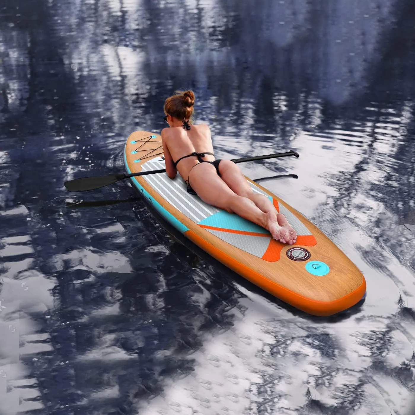 Inflatable Stand Up Paddle Board (6 Inches Thick), ISUP Package W/Premium SUP Accessories & Backpack, Non-Slip Deck,Fins, Adjustable Paddle, Leash, Hand Pump,Standing Boat for Youth & Adult
