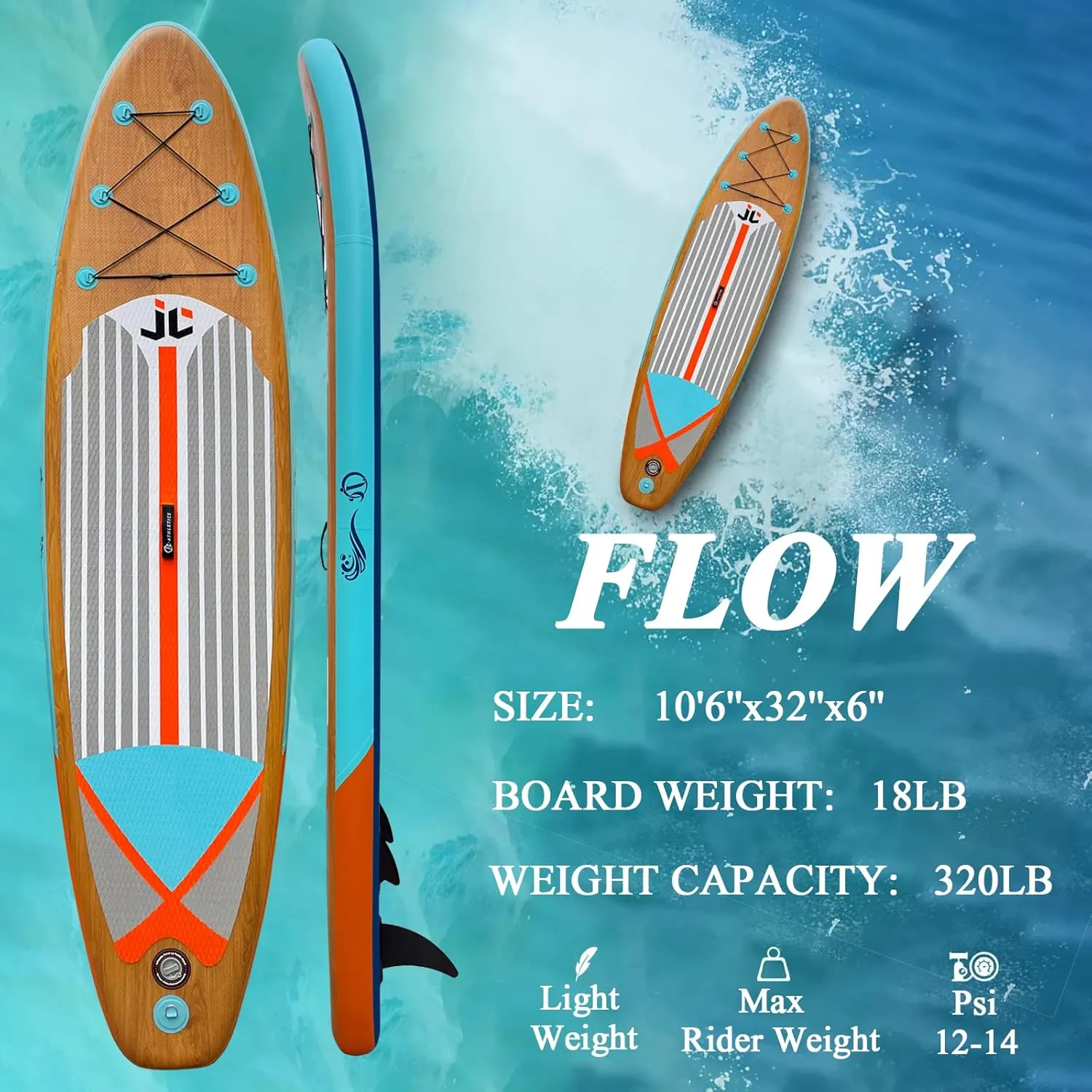 Inflatable Stand Up Paddle Board (6 Inches Thick), ISUP Package W/Premium SUP Accessories & Backpack, Non-Slip Deck,Fins, Adjustable Paddle, Leash, Hand Pump,Standing Boat for Youth & Adult