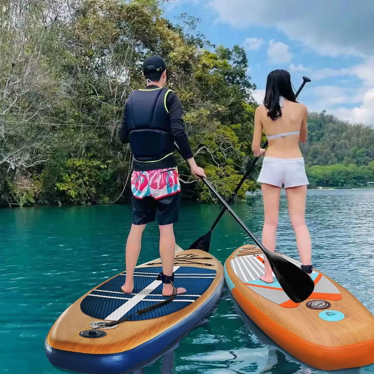 Inflatable Stand Up Paddle Board (6 Inches Thick), ISUP Package W/Premium SUP Accessories & Backpack, Non-Slip Deck,Fins, Adjustable Paddle, Leash, Hand Pump,Standing Boat for Youth & Adult