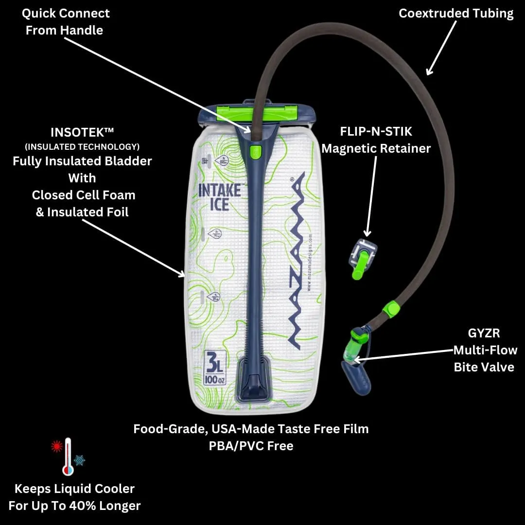 Intake ICE Fully Insulated Hydration Reservoir by Mazama Designs (2L or 3L Capacity)