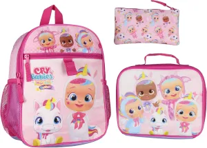 INTIMO Cry Babies Magic Tears Characters Unicorn 3 PC Backpack Lunchbox Pencil Pouch