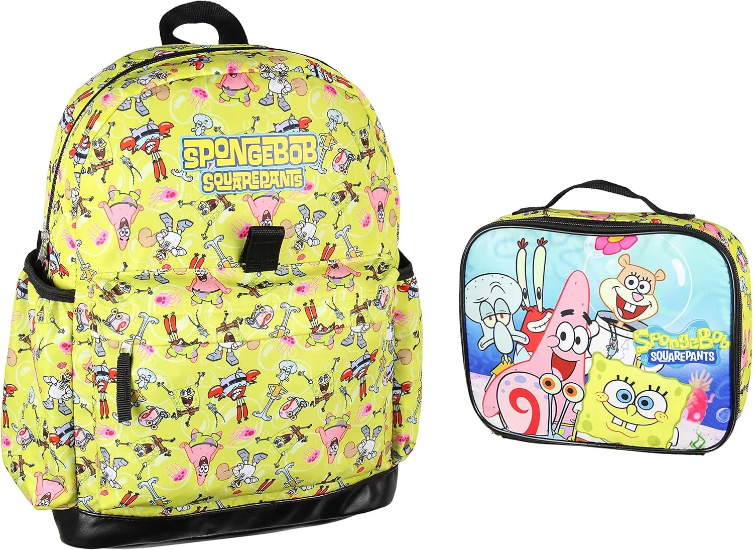 INTIMO Nickelodeon SpongeBob SquarePants Characters Patrick Star Sandy Cheeks Mr. Krabs Squidward 2 Pc Lunch Box Backpack Bag Set