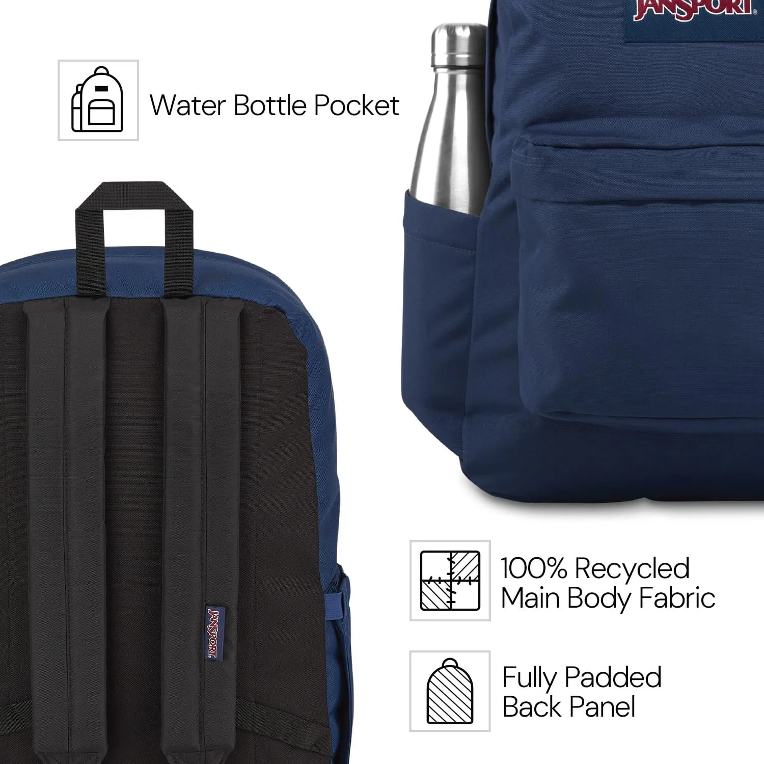 JanSport SuperBreak Plus Backpack with Padded 15-inch Laptop Sleeve and Integrated Bottle Pocket - Spacious and Durable Daypack for Work and Travel - Butterfly Baddie