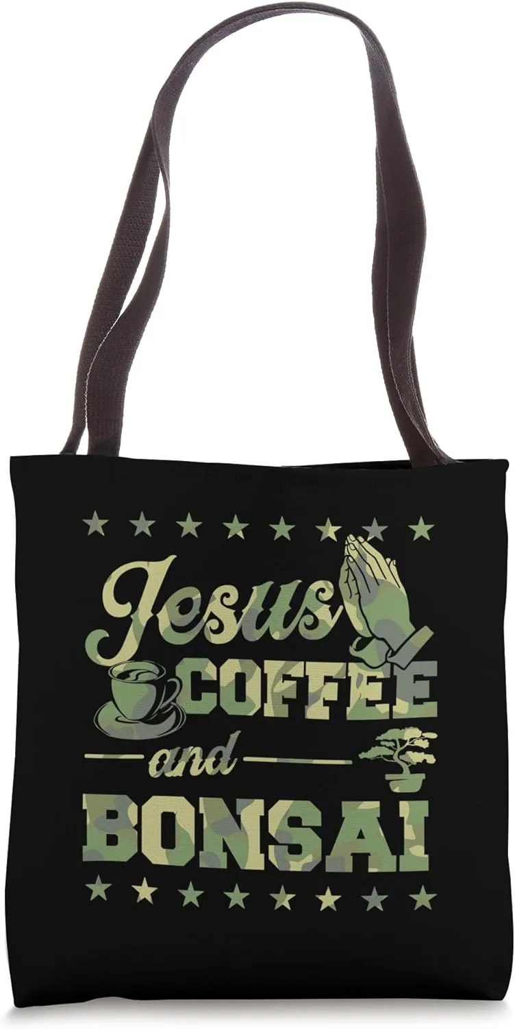 Jesus Coffee And Bonsai Tote Bag
