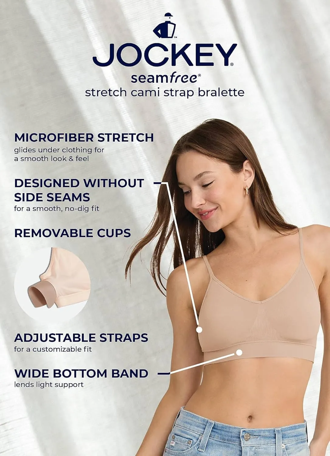 Jockey Women's Bra Seamfree Stretch Cami Strap Bralette