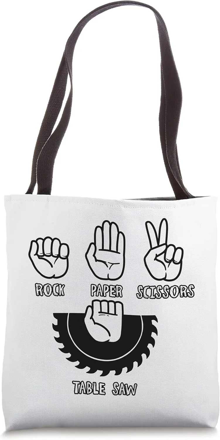 Joiner Scissors Rock Paper Craftsman Game Hands Carpenter Tote Bag