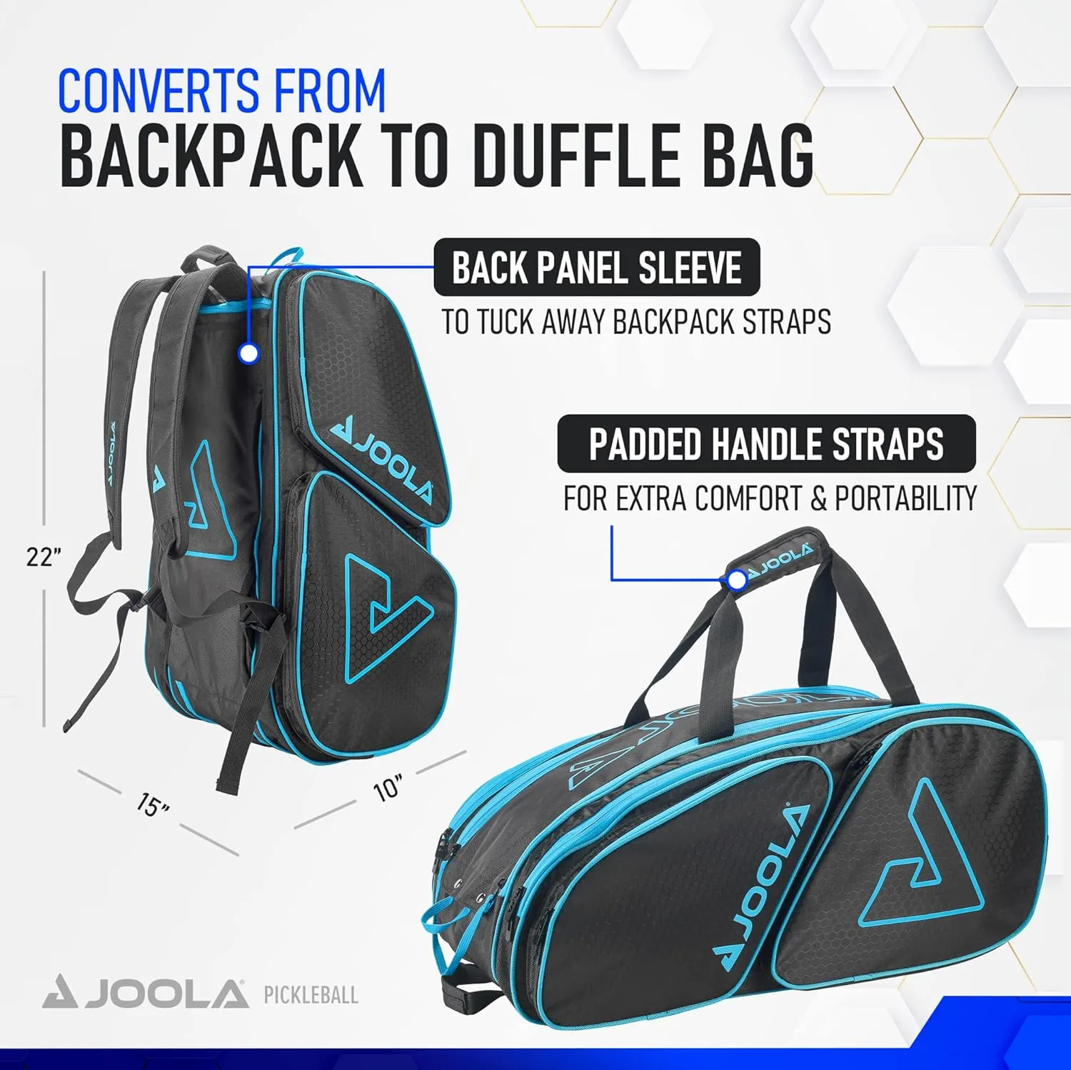 JOOLA Tour Elite Pickleball Bag - Backpack & Duffle Bag for Pickleball Paddles & Accessories - Holds 4  Paddles - Includes Fence Hook - Choose from Multiple Colors.