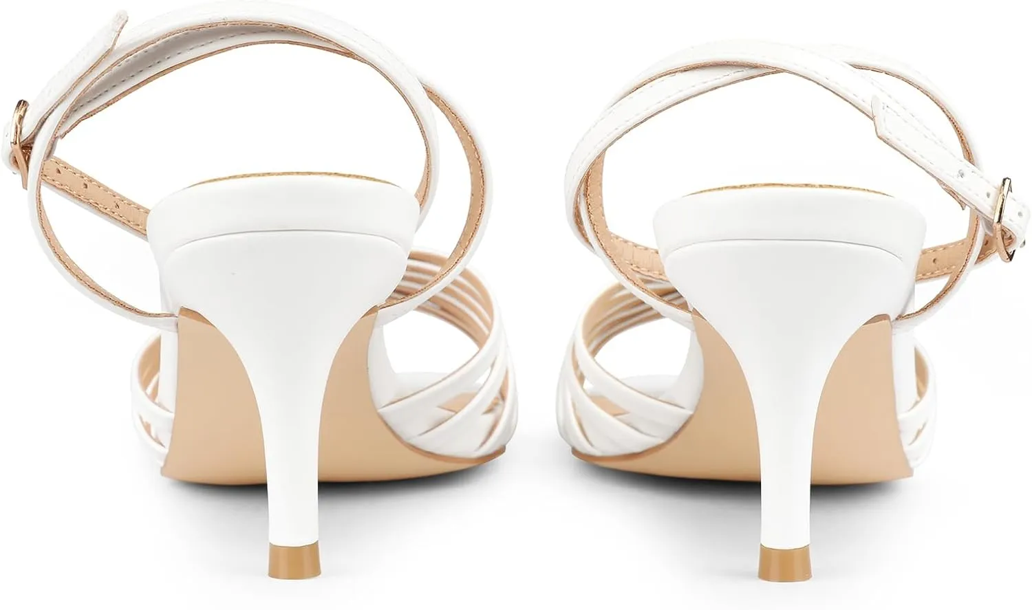 JOY IN LOVE Women's Kitten Low Strappy Heels Ankle Strap Heeled Sandals