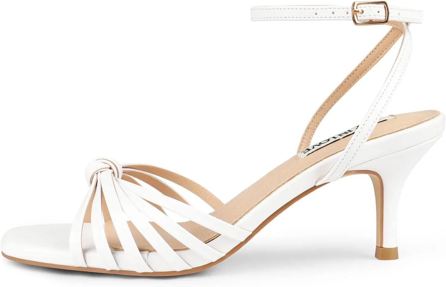 JOY IN LOVE Women's Kitten Low Strappy Heels Ankle Strap Heeled Sandals