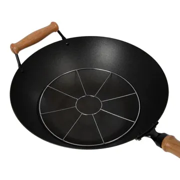 Joyce Chen Professional Series 10 Piece Nonstick Flat Bottom Wok Set, 14", Carbon Steel/Maple