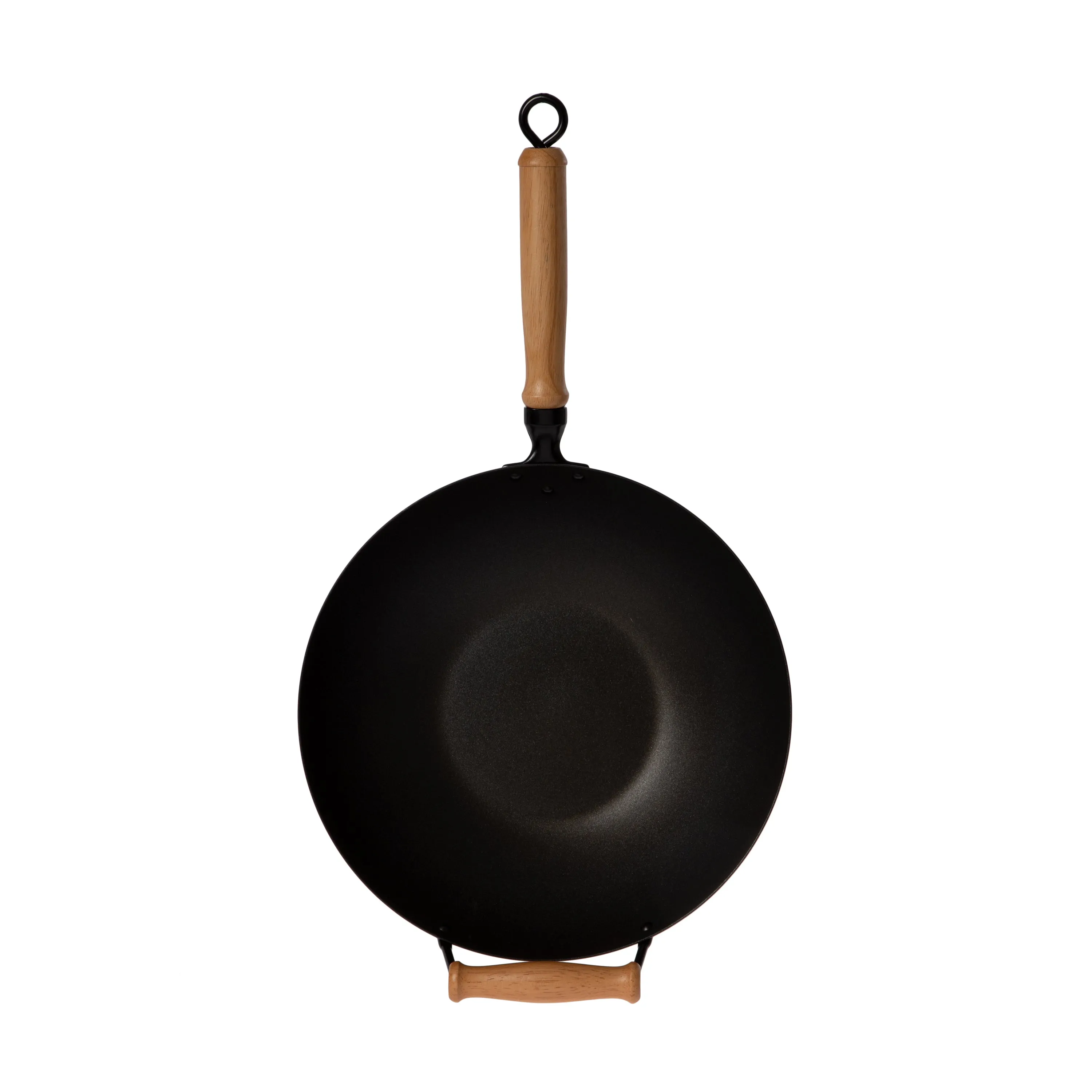 Joyce Chen Professional Series 10 Piece Nonstick Flat Bottom Wok Set, 14", Carbon Steel/Maple