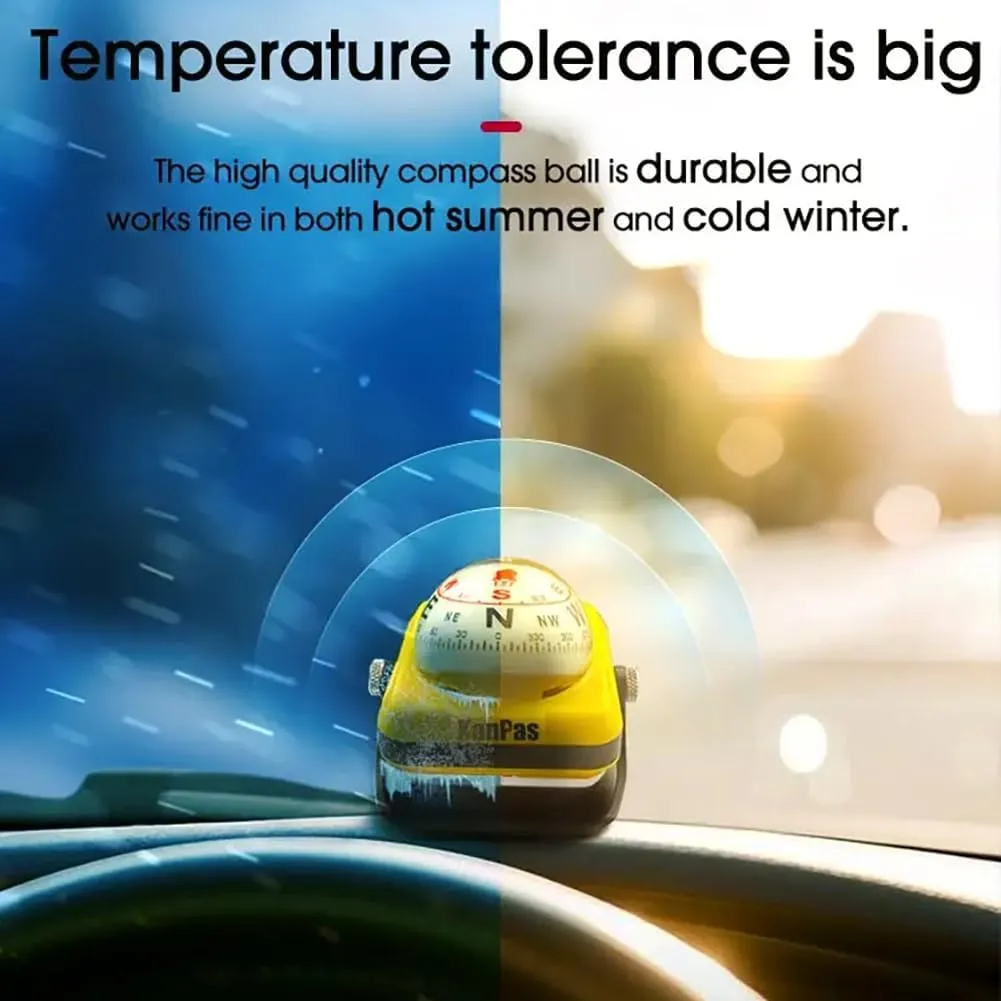 KanPas V-39-L Dashboard Ball Compass for Car with Double Dials Luminous Capsule Adjustable Holder