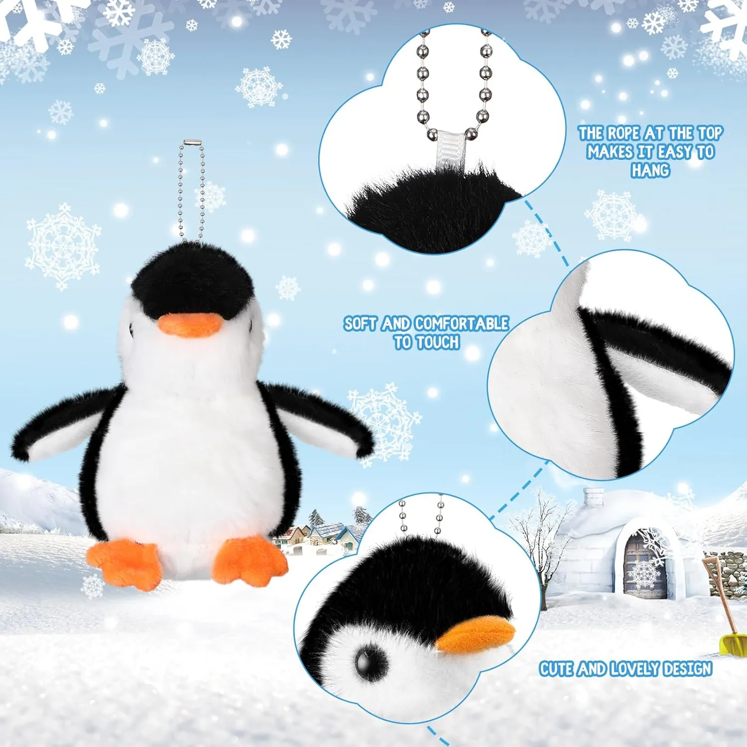 Kasyat 12 Pieces Mini Plush Penguin Stuffed Toys Animal, Cute Small Baby Penguin Stuffed Doll Keyholder Bag Pendant Birthday Party Favor Present for Mother's Day Boys Girls Gifts(Classic Style)