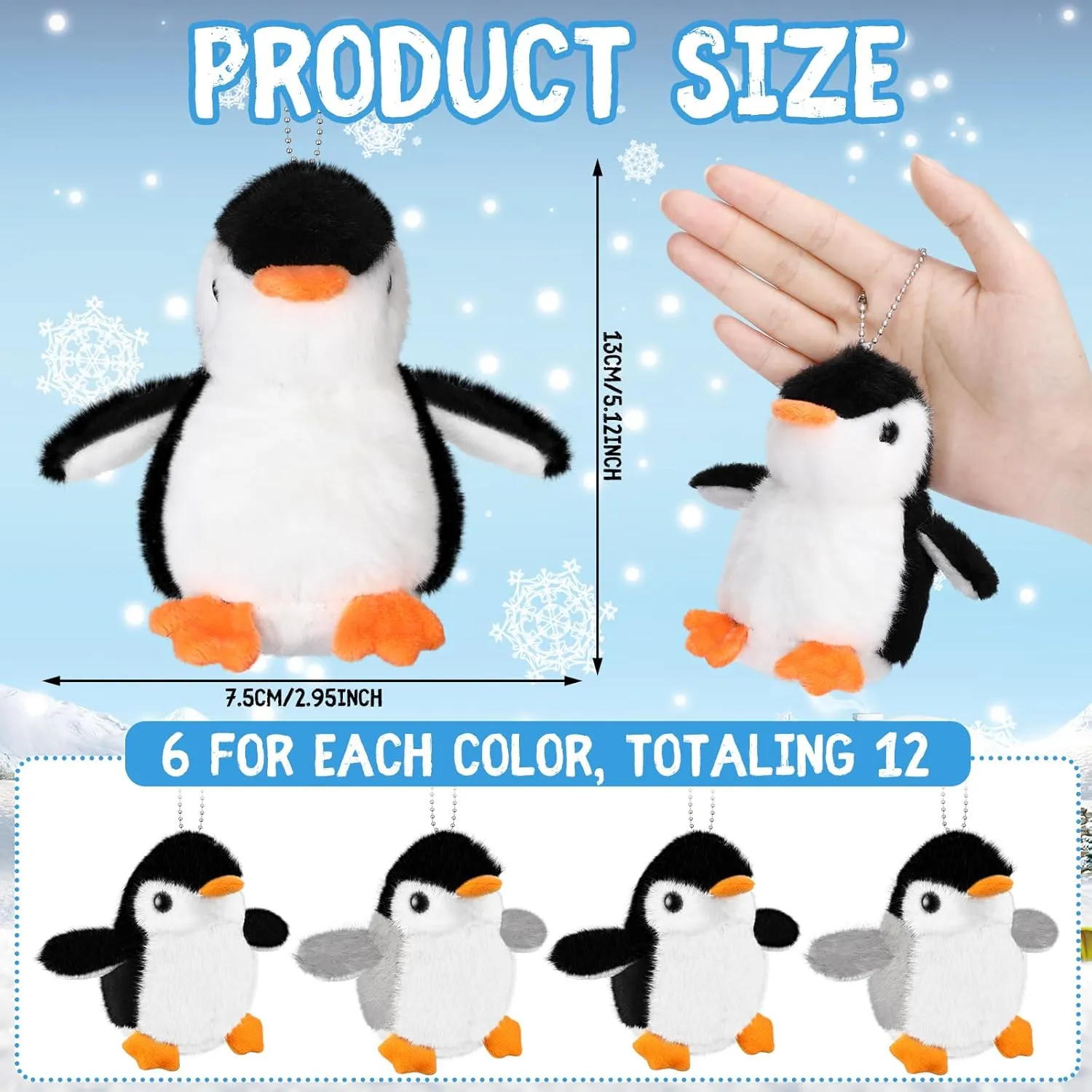 Kasyat 12 Pieces Mini Plush Penguin Stuffed Toys Animal, Cute Small Baby Penguin Stuffed Doll Keyholder Bag Pendant Birthday Party Favor Present for Mother's Day Boys Girls Gifts(Classic Style)