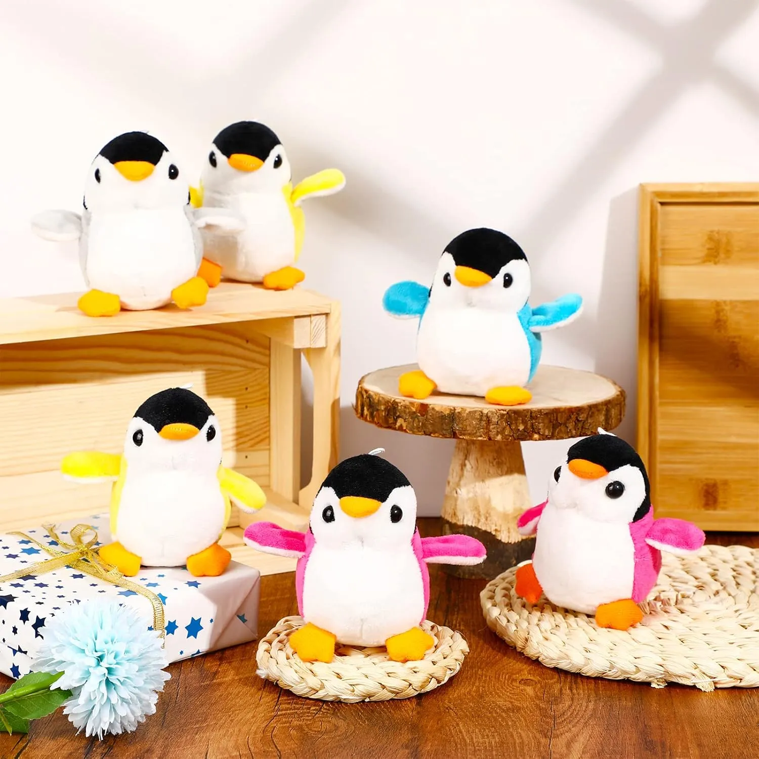 Kasyat 12 Pieces Mini Plush Penguin Stuffed Toys Animal, Cute Small Baby Penguin Stuffed Doll Keyholder Bag Pendant Birthday Party Favor Present for Mother's Day Boys Girls Gifts(Vibrant Style)