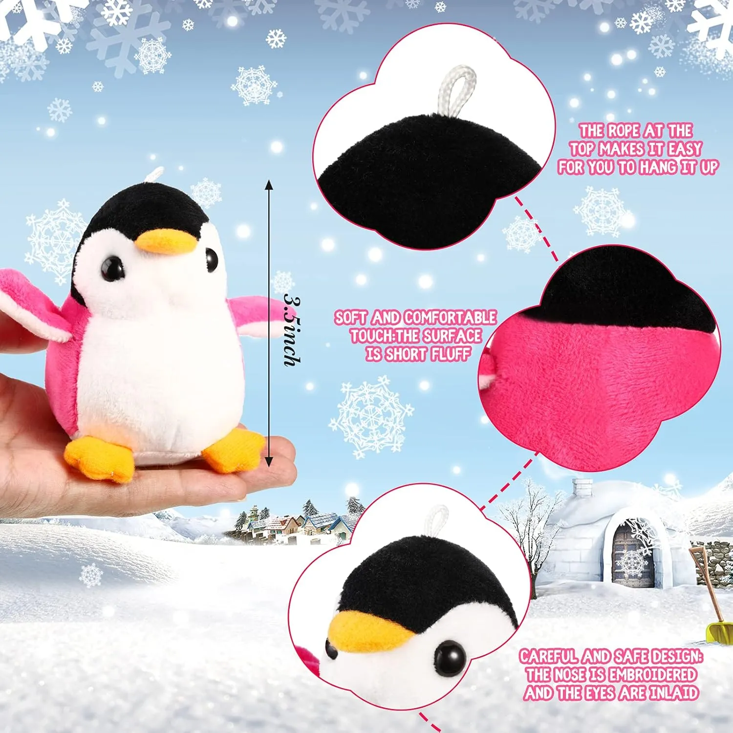 Kasyat 12 Pieces Mini Plush Penguin Stuffed Toys Animal, Cute Small Baby Penguin Stuffed Doll Keyholder Bag Pendant Birthday Party Favor Present for Mother's Day Boys Girls Gifts(Vibrant Style)
