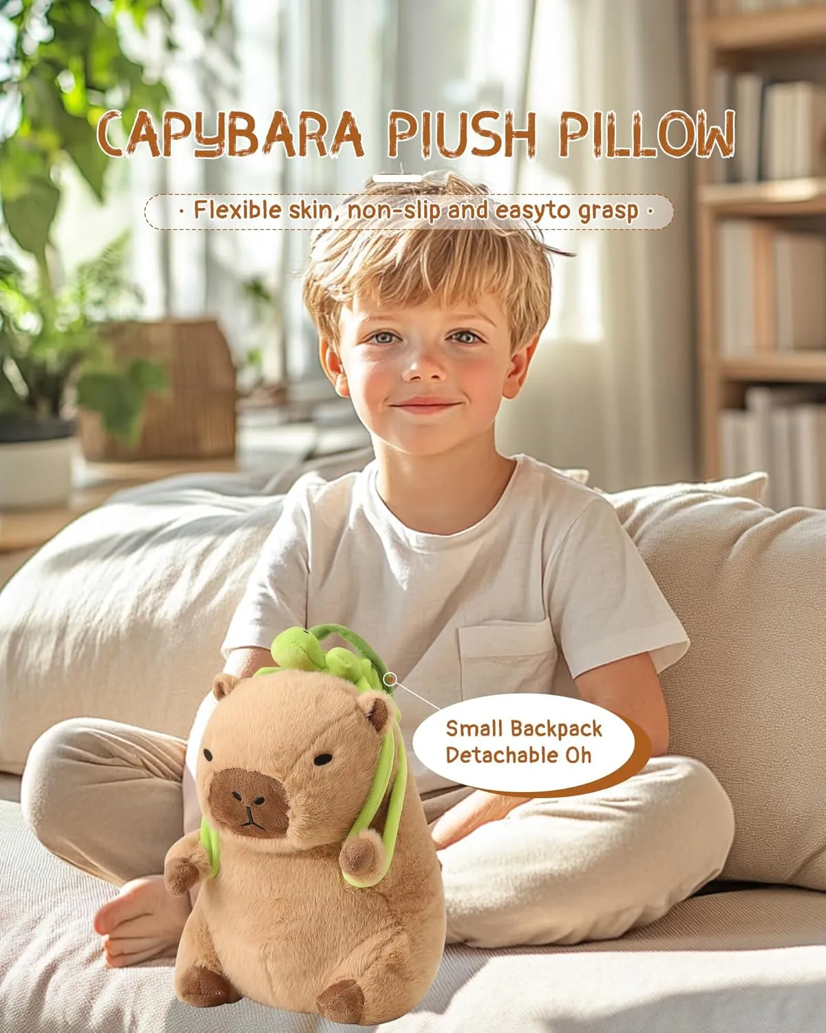 Kawaii Cute Capybara Plush with Turtle Backpack Soft Capybara Stuffed Animal Capybara Plush Pillow Toy Birthday Gifts for Kids Boys Girls 12 inch