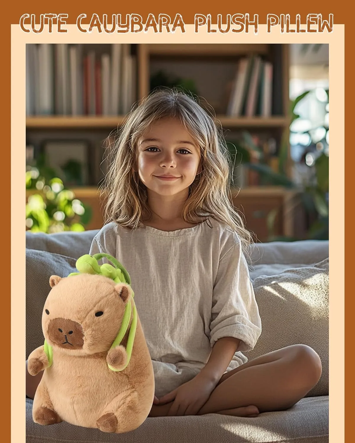 Kawaii Cute Capybara Plush with Turtle Backpack Soft Capybara Stuffed Animal Capybara Plush Pillow Toy Birthday Gifts for Kids Boys Girls 12 inch