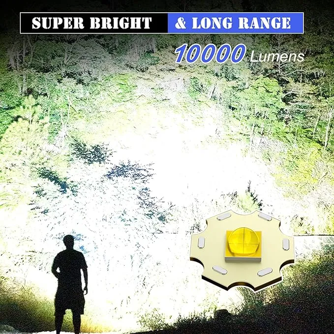 KEPEAK Rechargeable LED Flashlights High Lumens, Super Bright Flashlight with Cob Sidelight, Zoomable, 7 Modes, Handheld Flash Light for Emergencies, Camping, Daily, Outdoor