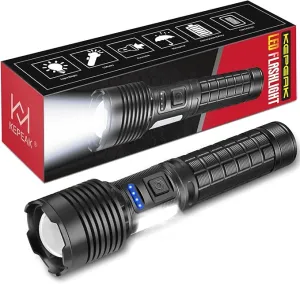 KEPEAK Rechargeable LED Flashlights High Lumens, Super Bright Flashlight with Cob Sidelight, Zoomable, 7 Modes, Handheld Flash Light for Emergencies, Camping, Daily, Outdoor