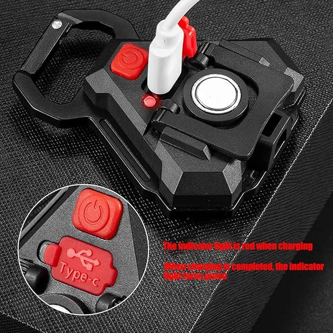 Keychain Flashlight 500 Lumens Portable Bottle Opener 7 Lights Modes USB Charging COB Keychain with Magnet Base for Fishing Walking Camping