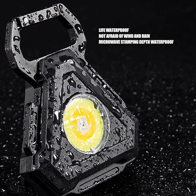 Keychain Flashlight 500 Lumens Portable Bottle Opener 7 Lights Modes USB Charging COB Keychain with Magnet Base for Fishing Walking Camping