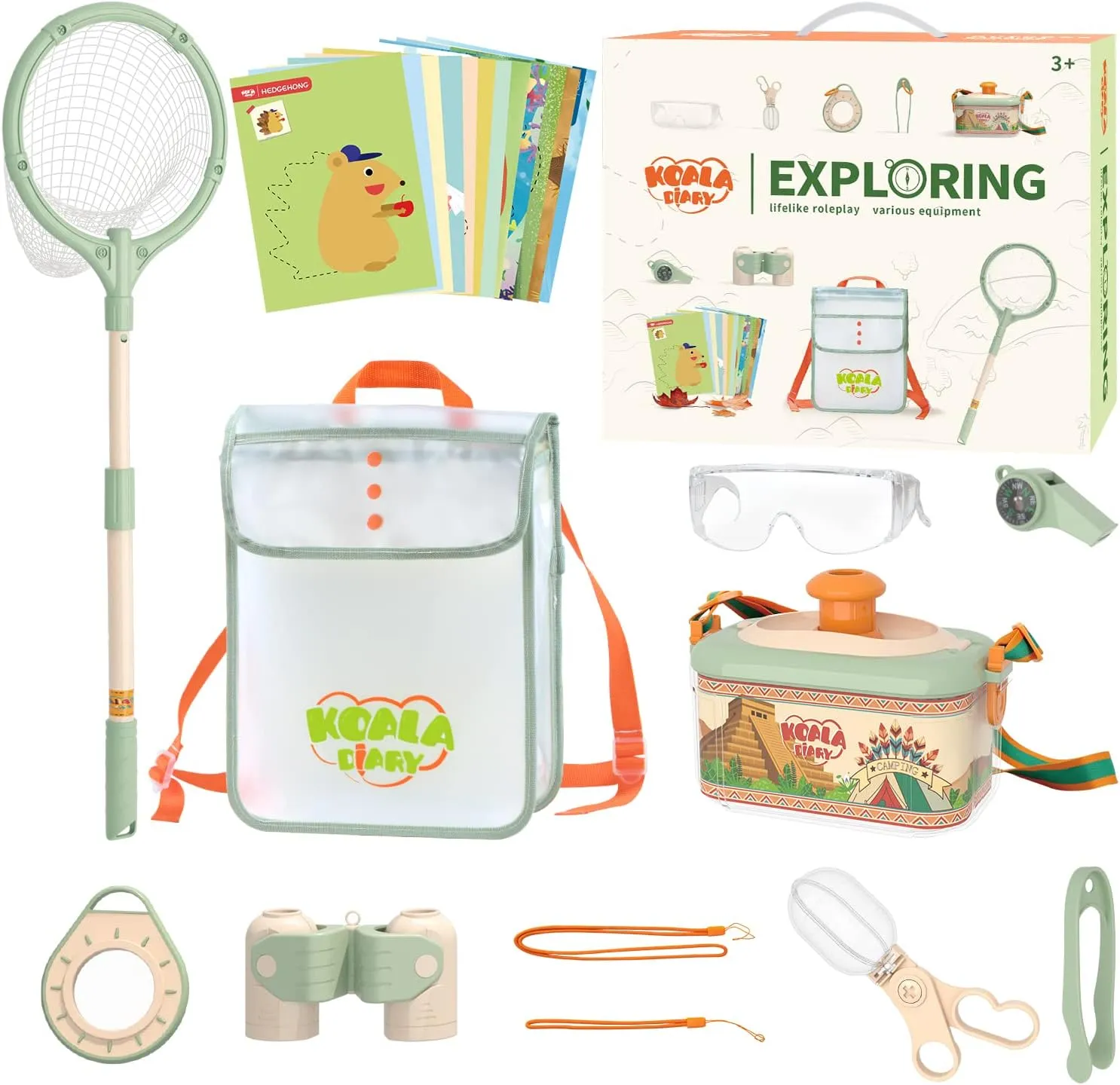 Kids Outdoor Explorer Kit - Bug Catcher Kit with Binoculars, Butterfly Net, Magnifying Glass, Insect Catcher, Backpack, Goggles, Kids Camping Gear Outside Adventure Nature Toy for Boys Girls Age 5 6