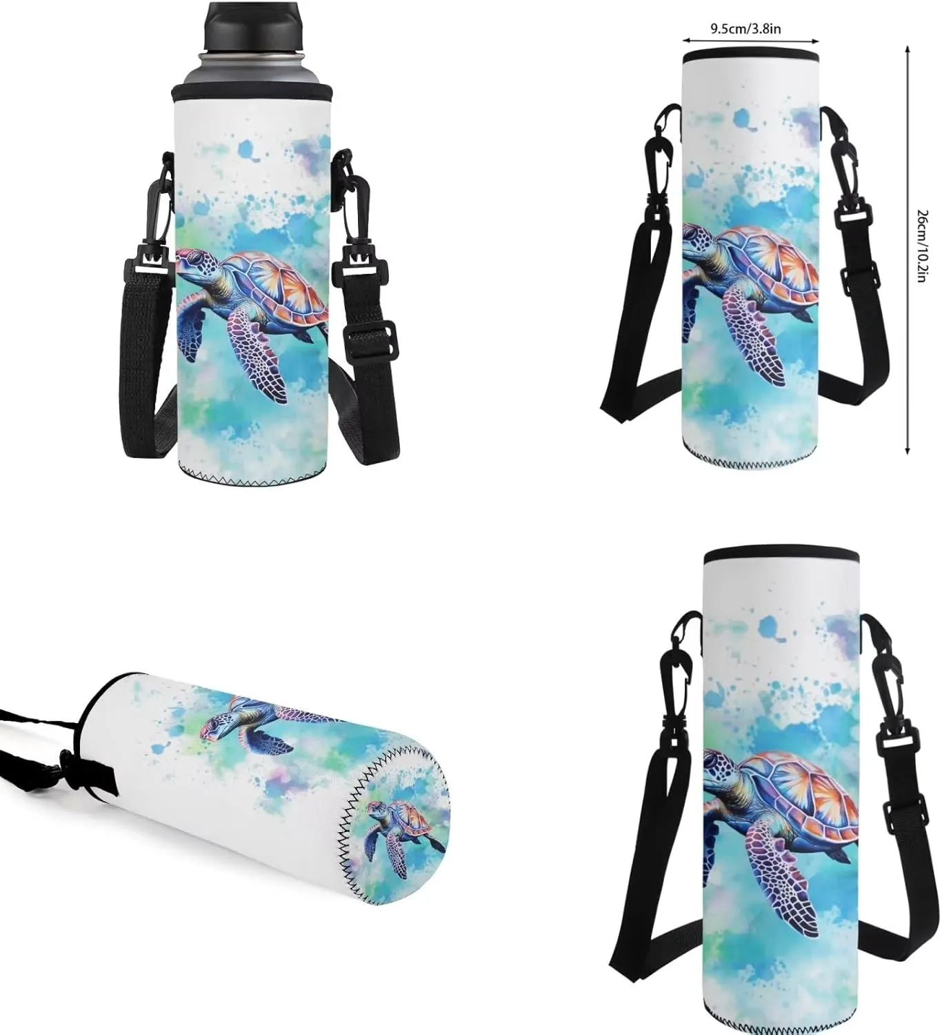 Kids School Backpack Blue Paint Turtle Bookbag for Girls Boys Trendy School Bag with Lunch Bag Pencil Case Water Bottle Holder Reusable Bookpack 4 in 1 Set for School Travel
