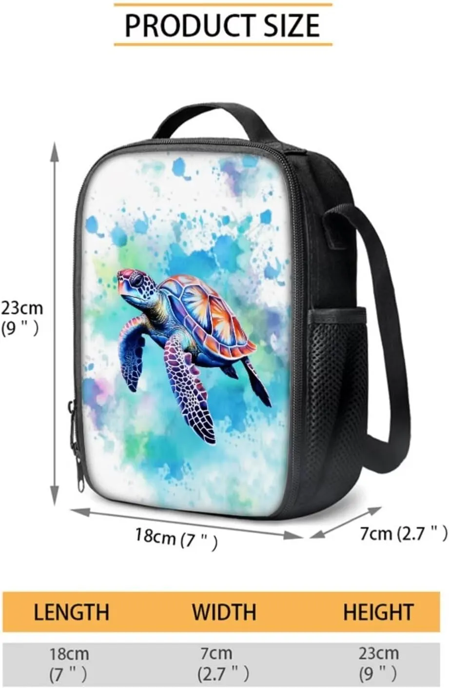 Kids School Backpack Blue Paint Turtle Bookbag for Girls Boys Trendy School Bag with Lunch Bag Pencil Case Water Bottle Holder Reusable Bookpack 4 in 1 Set for School Travel