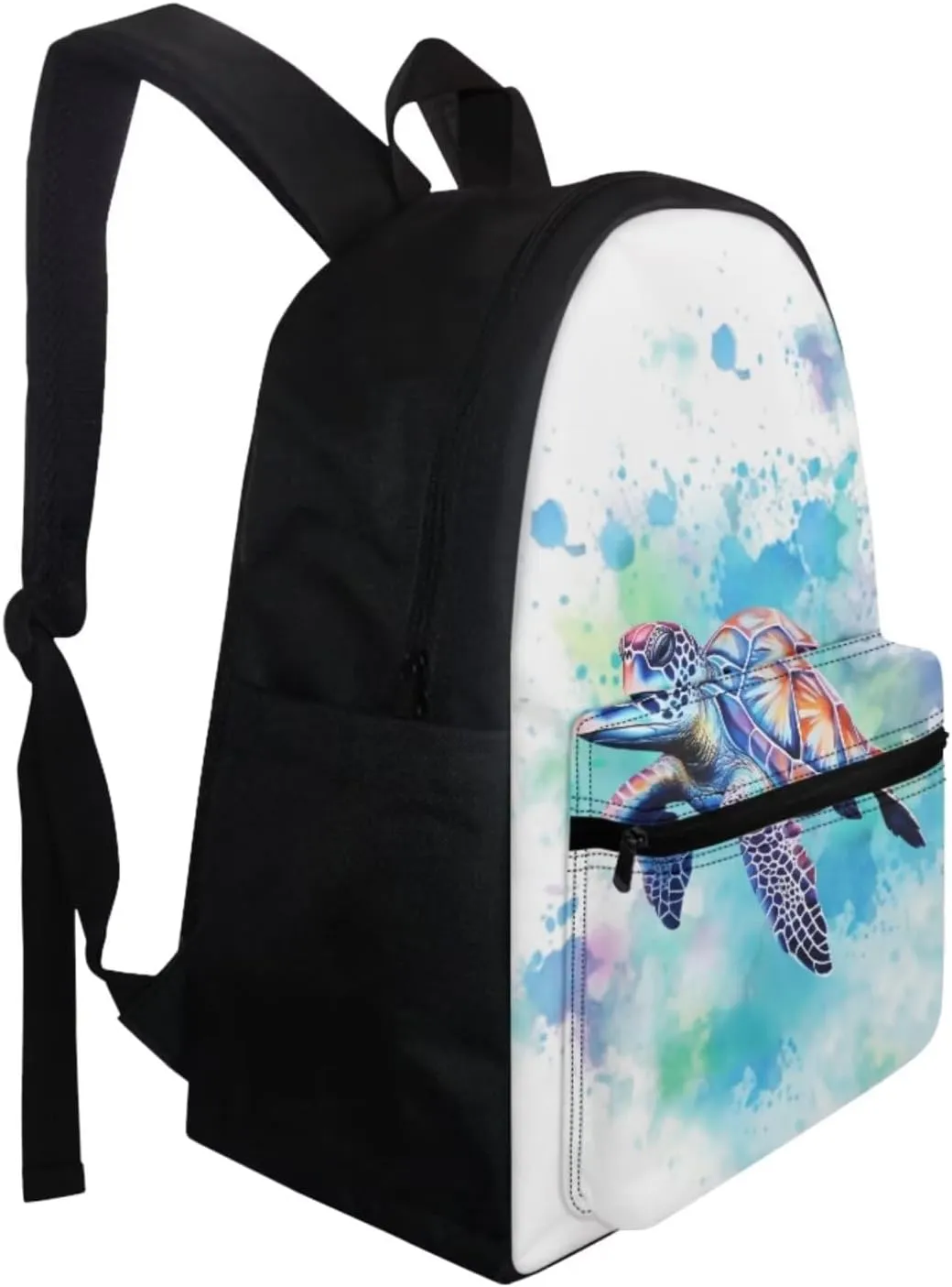 Kids School Backpack Blue Paint Turtle Bookbag for Girls Boys Trendy School Bag with Lunch Bag Pencil Case Water Bottle Holder Reusable Bookpack 4 in 1 Set for School Travel