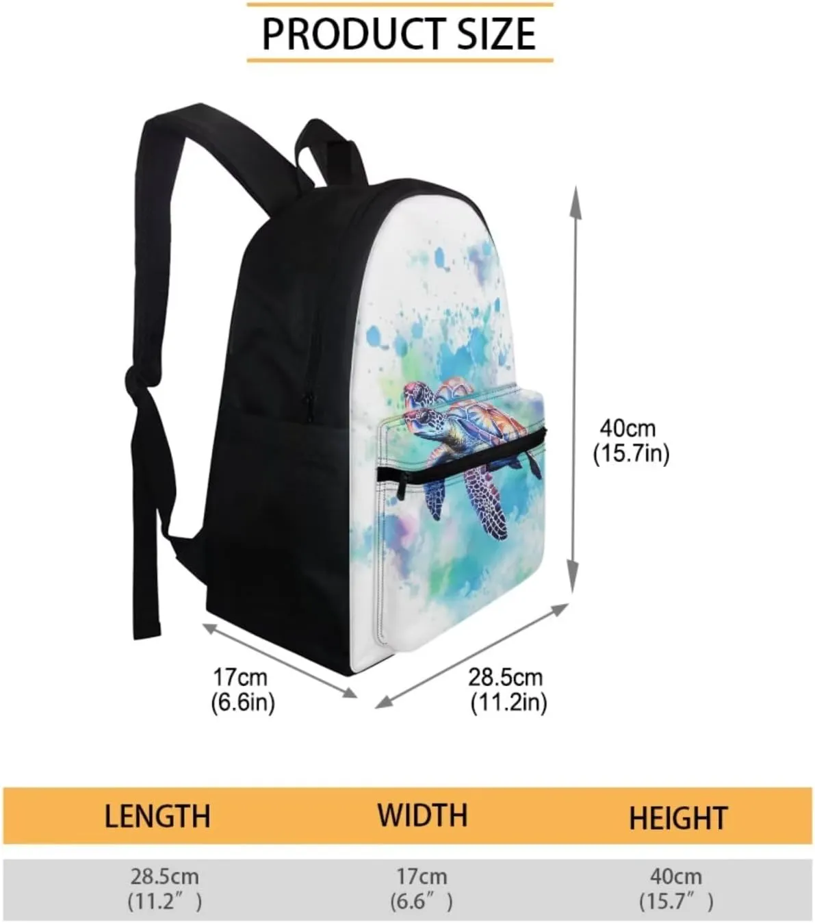 Kids School Backpack Blue Paint Turtle Bookbag for Girls Boys Trendy School Bag with Lunch Bag Pencil Case Water Bottle Holder Reusable Bookpack 4 in 1 Set for School Travel