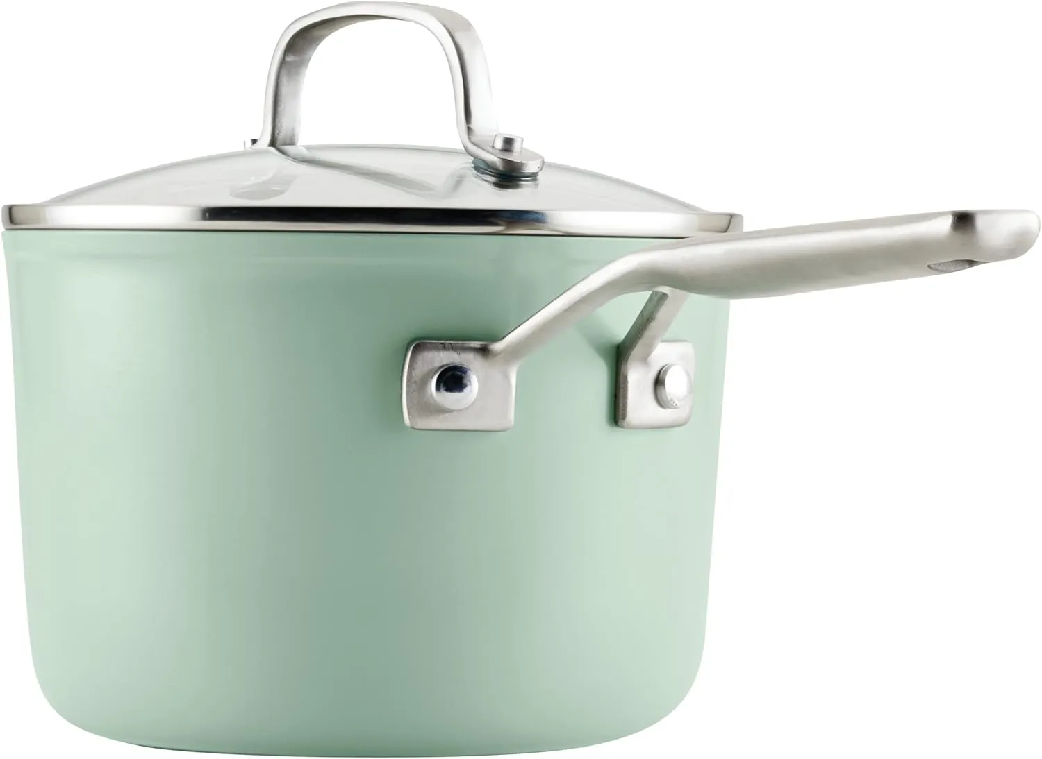KitchenAid Hard Anodized Ceramic Nonstick Cookware Sauce Pan with Lid, 3 Quart, Pistachio