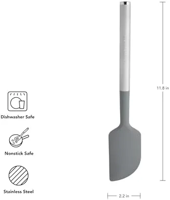 KitchenAid Scraper Spatula with Stainless Steel Handle, Nonstick Safe, Essential Tool for Mixing, Folding, and Flipping, Dishwasher Safe