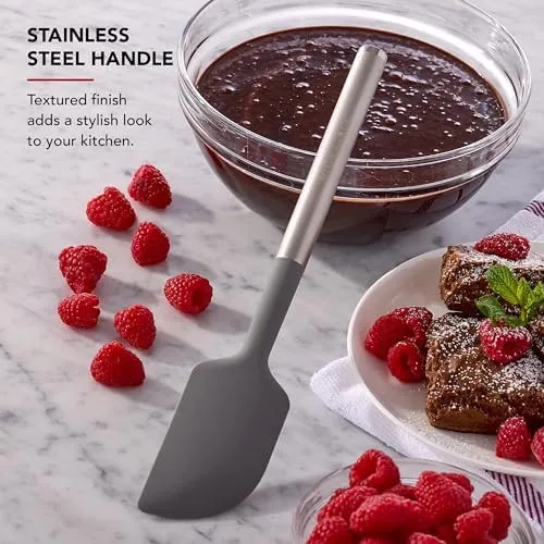 KitchenAid Scraper Spatula with Stainless Steel Handle, Nonstick Safe, Essential Tool for Mixing, Folding, and Flipping, Dishwasher Safe
